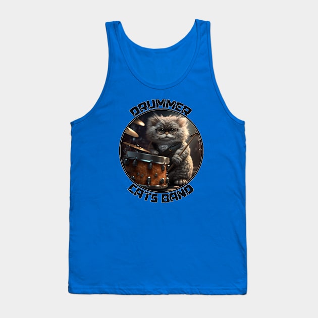 Drummer Cats Band Tank Top by MusicianCatsClub